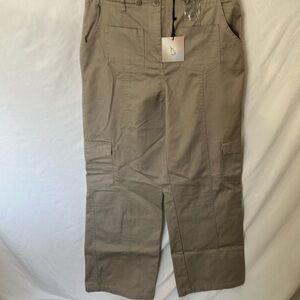 Happily Gray: Tan Cargo Pants- Wide Leg- L